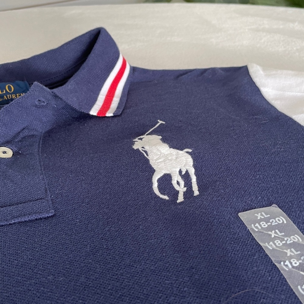 18-20 Polo Ralph Lauren Navy and White Polo Shirt BIG PONY. - Picture 5 of 14
